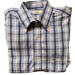 Lacoste blue plaid button down shirt Size Medium